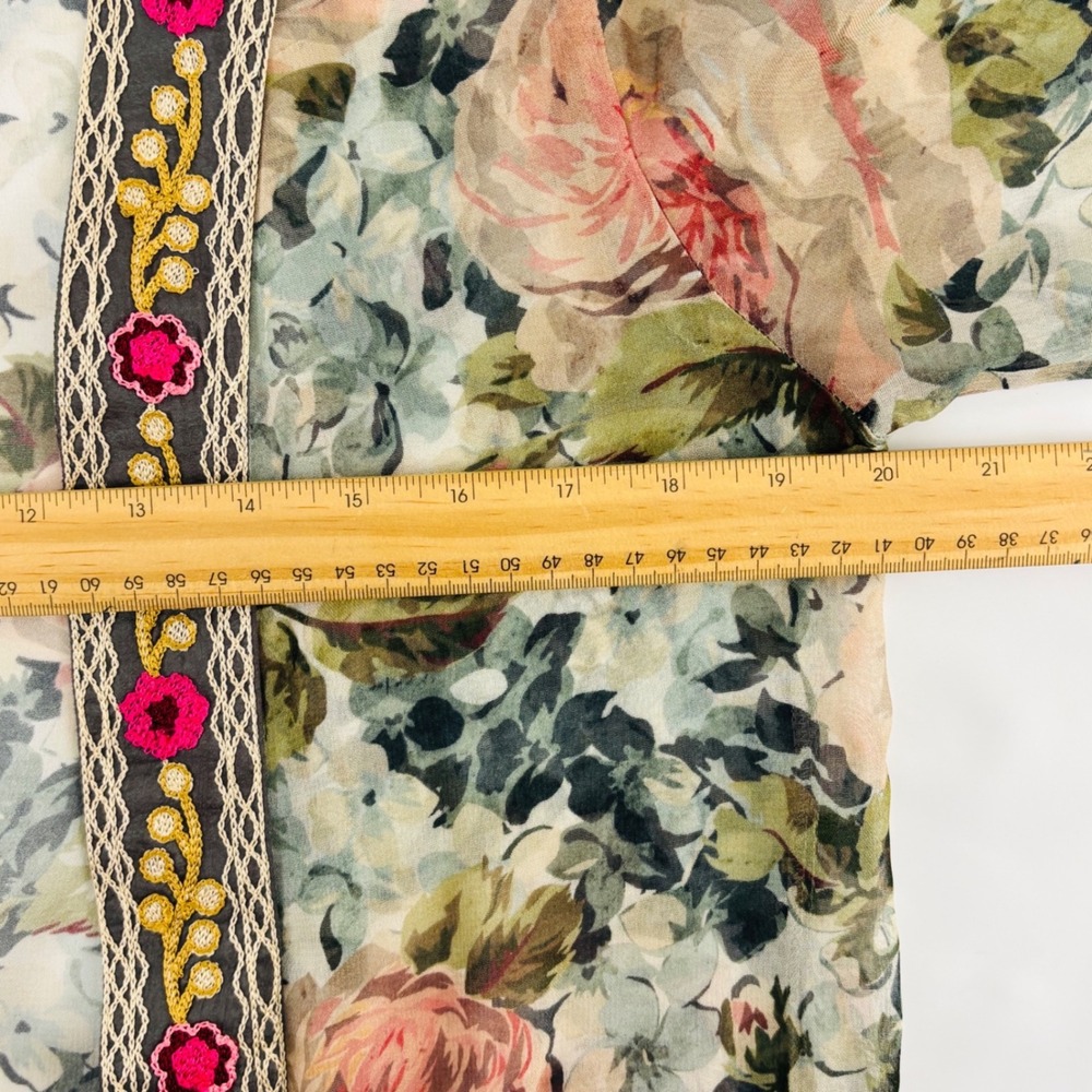 Soft Surroundings Kimono Womens XS Open Cardigan Semi Sheer Floral Embroidered - Picture 8 of 10